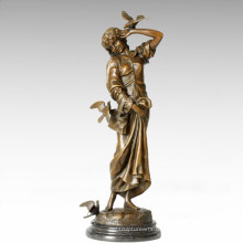 Классическая фигура Статуя перевозчика Голубь леди Бронзовая скульптура TPE-276